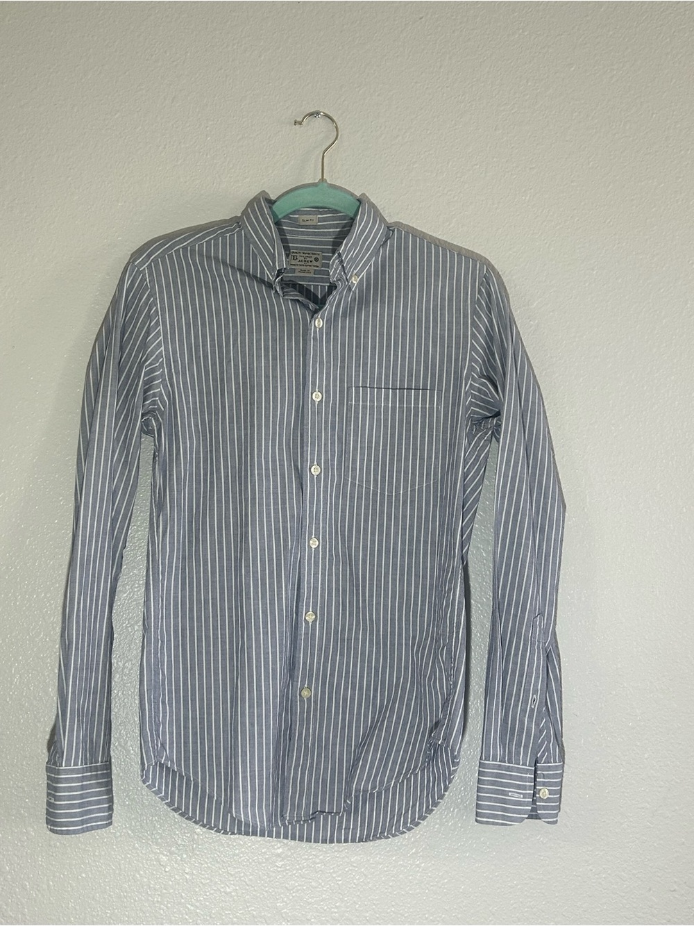 J.Crew Vintage Slim Fit Blue-Grey White Stripe Button Down Shirt